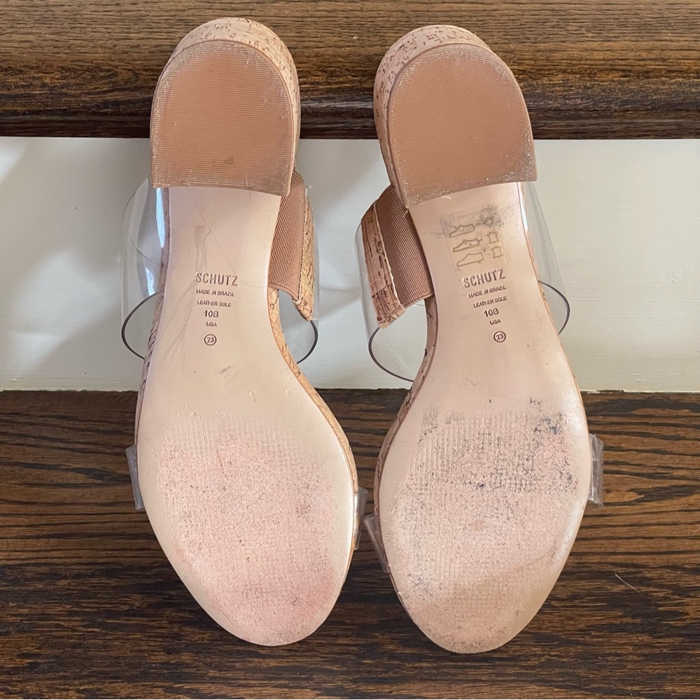 SCHUTZ Clear Cork Block Heel Sandals - Picture 3 of 5